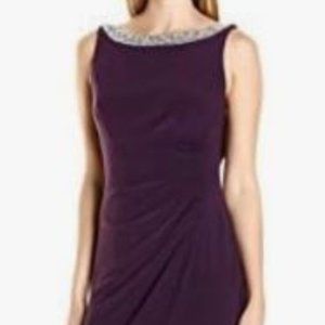 Alex Evenings Women's Long Cowl Back Dress in Eggplant 6